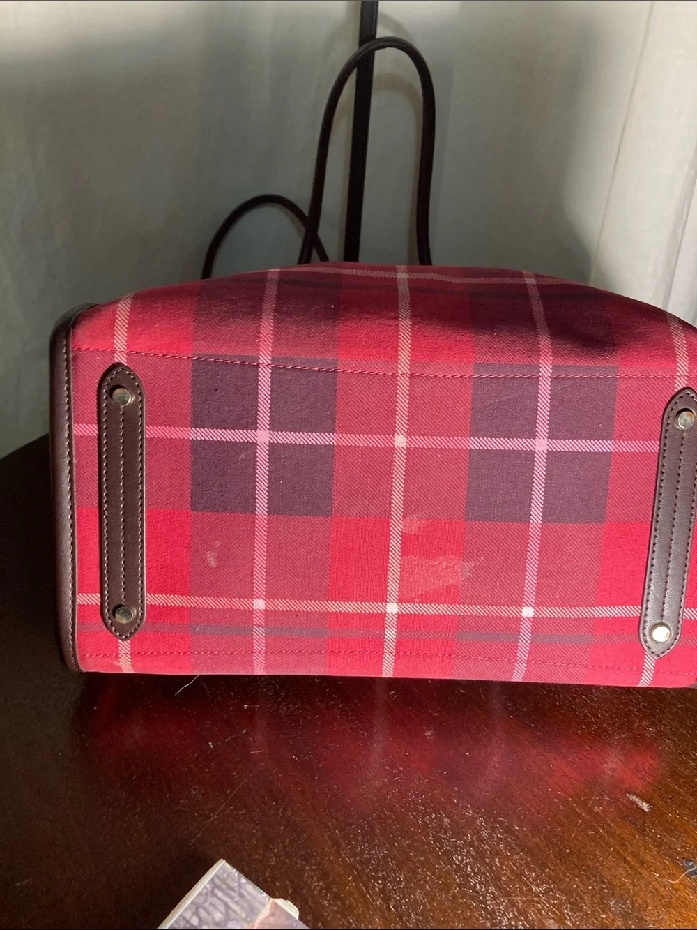 kate spade NY Ella Red and Burgundy Plaid Tote